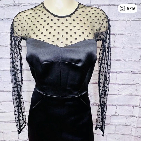 Milly of New York Black Satin Polka Dot Dress - Picture 3 of 16